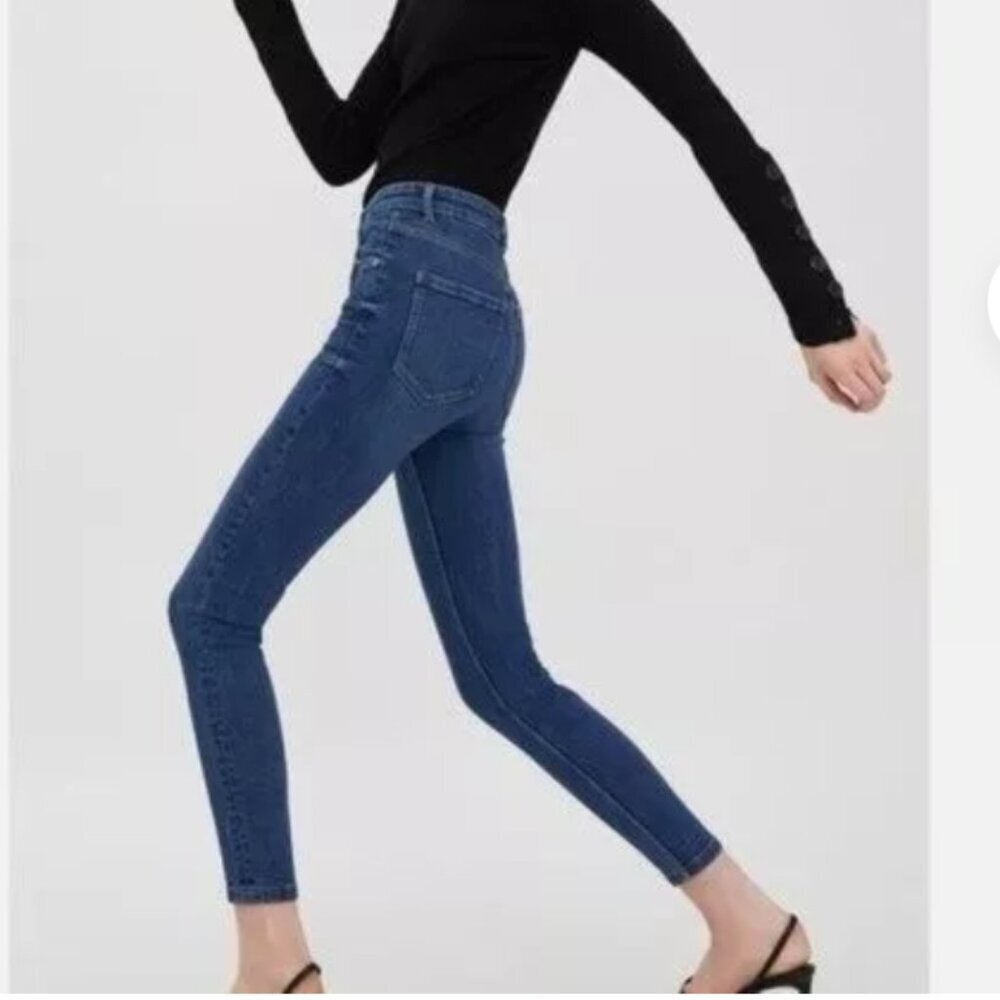Zara Woman Premium Denim Skinny Ankleโ Jeans Dark Wash Blue Size 4